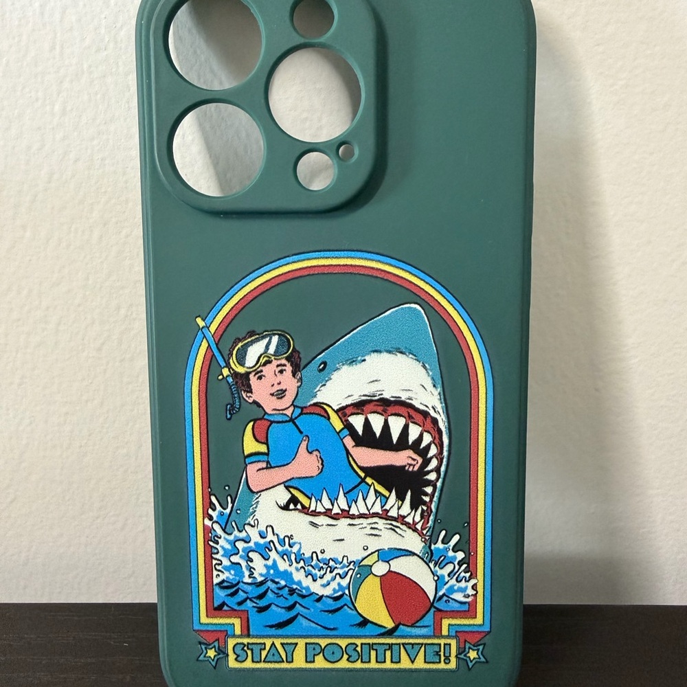 iPhone 14 Pro Green Shark Graphic Phone Case
